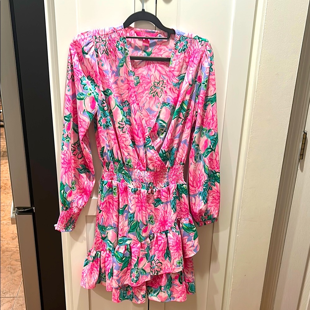 Lilly Pulitzer Pink and Green Floral Mini Dress